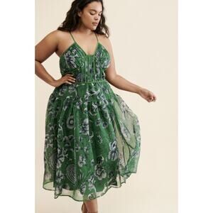 Anthropologie floral halter midi dress